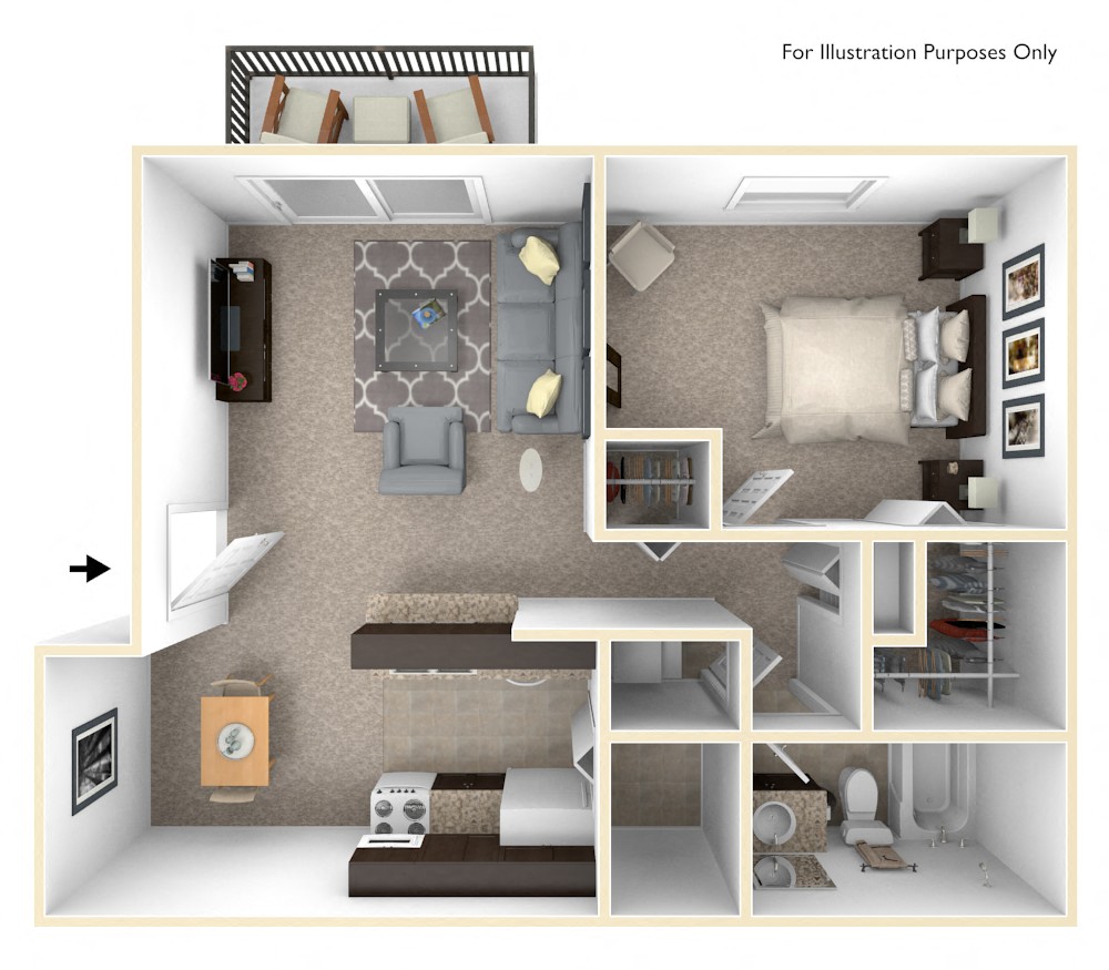 1-Bed/1-Bath, Orchid Floor Plan at Eastgate Woods Apartments, Batavia, 45103
